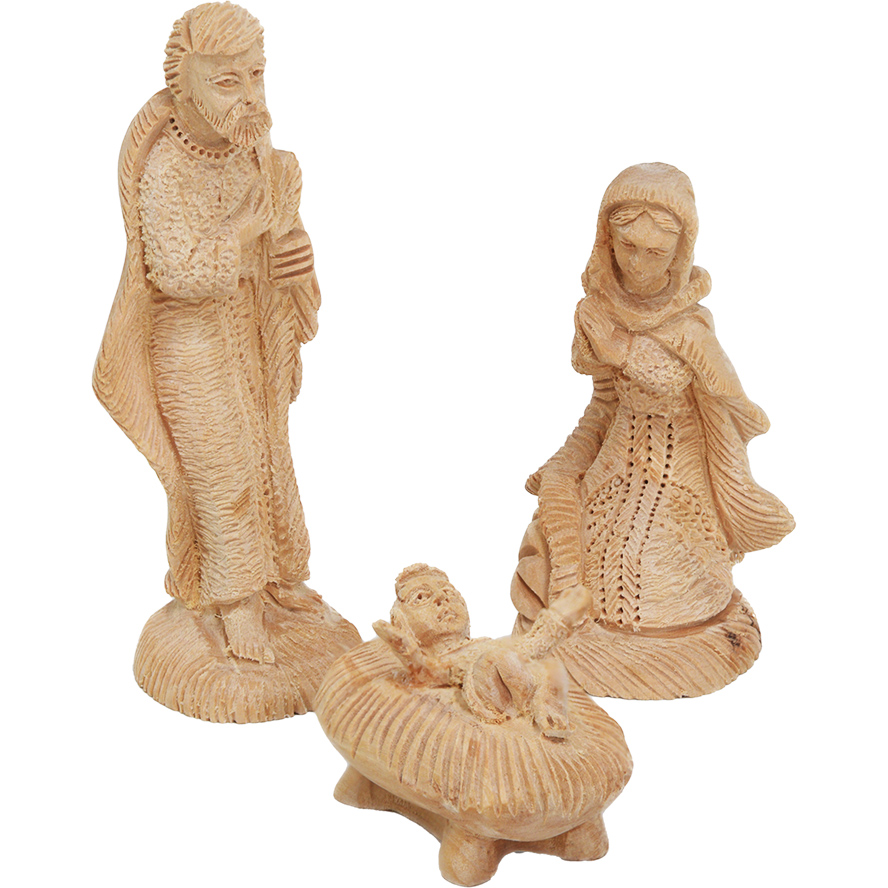 The Holy Family carved from olive wood – extra fine details