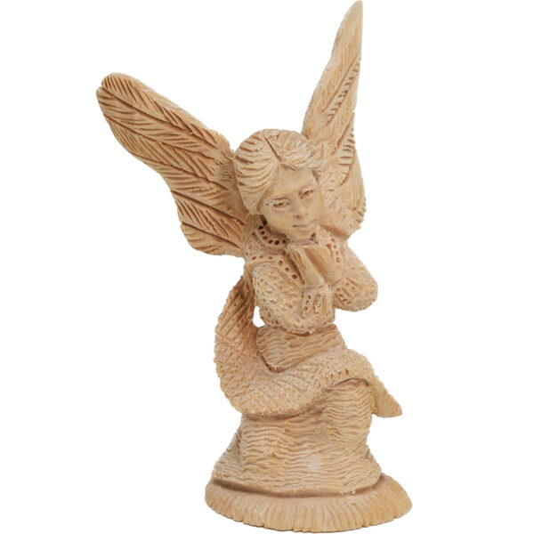 Praying angel carved from olive wood - extra fine details