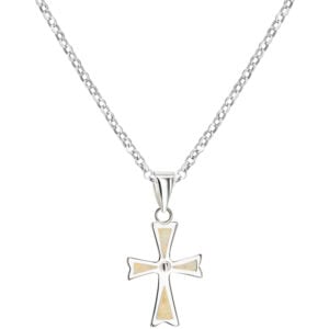 ✞ Light Opal in Sterling Silver Cross Designer Necklace (with chain)