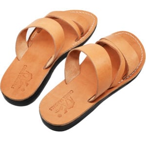 'The Disciple' Jesus Sandals - Made in Israel - Natural Tan Leather (back view)