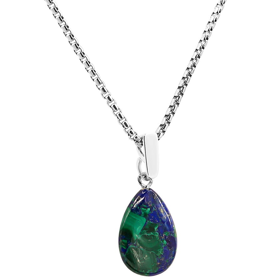 Frameless Teardrop ‘Eilat Stone’ Sterling Silver Necklace from Israel
