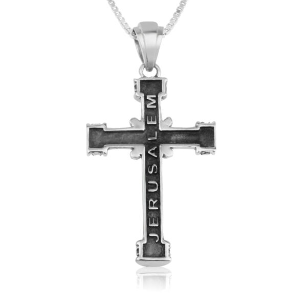 ✟ Sterling Silver Cross Necklace - Embrace Your Cross (with 'Jerusalem' engraving)