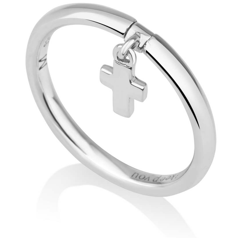 Hanging Cross Sterling Silver Ring 'Protect and Keep You' Engraved Inside