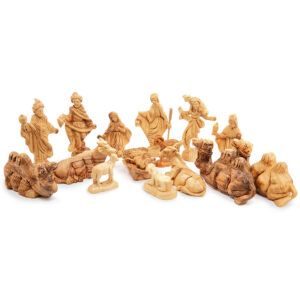 Olive Wood Nativity Figurines - Deluxe Set - Made in Bethlehem