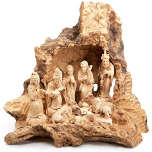 Exclusive Figurines - Olive Wood Nativity Cave Set from Bethlehem