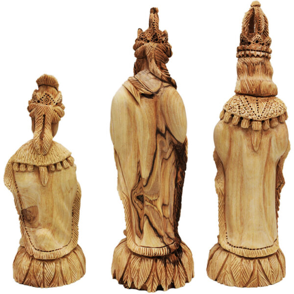 Exclusive Olive Wood Nativity - Wise Men Figurines (back view) Made in Bethlehem