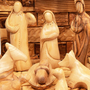 Musical 'Faceless' Nativity Scene Set in Olive Wood from Bethlehem (detail)