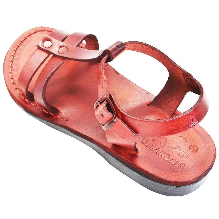 Biblical Sandals ‘Gladiator’ – Made in Israel – Camel Leather (rear side view)
