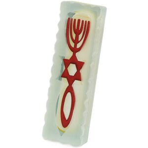 'One New Man' Glass Mezuzah with Grafted In Symbol - 4"