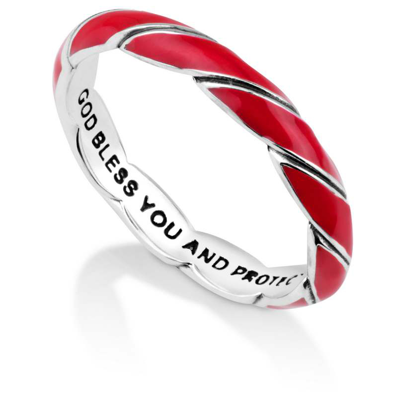 Priestly Blessing Hidden Inscription- Sterling Silver Red Enamel Ring