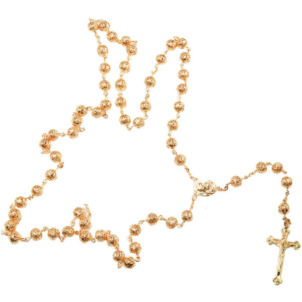 Catholic Pendant Gold Rosary, Religious Pendant Rosary