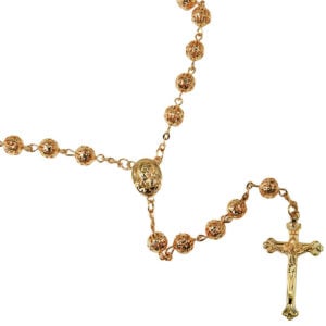 Catholic Rosary - Rosaries with Soil from Jerusalem - Gold Beads