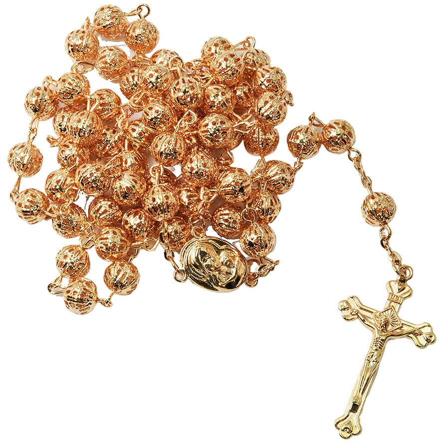 Catholic Rosary – Rosaries with Soil from Jerusalem – Gold Beads