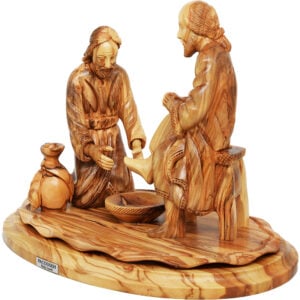 'Jesus Washes the Feet of Peter' Olive Wood - Made in Israel 12" (angle view)