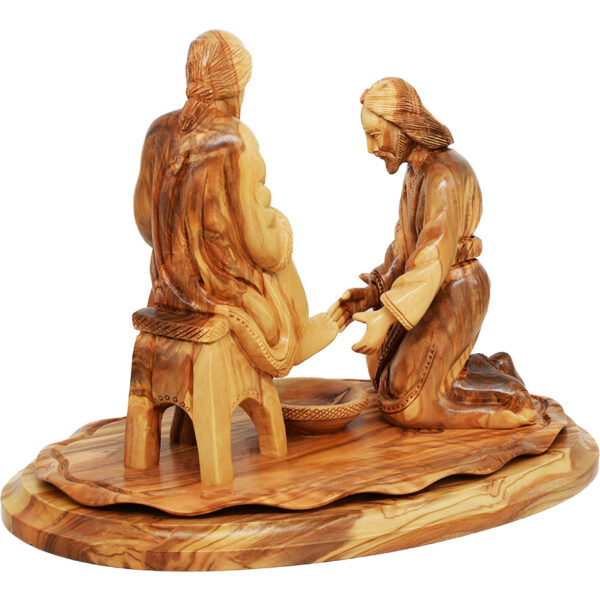 'Jesus Washes the Feet of Peter' Olive Wood - Made in Israel 12" (back view)