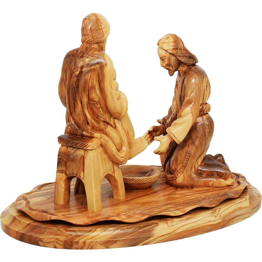 ‘Jesus Washes the Feet of Peter’ Olive Wood – Made in Israel 12″ (back view)