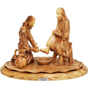 'Jesus Washes the Feet of Peter' Olive Wood - Made in Israel 12"