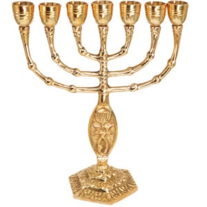 Messianic 'Grafted in' Polished Brass Menorah from Jerusalem - 8.5"