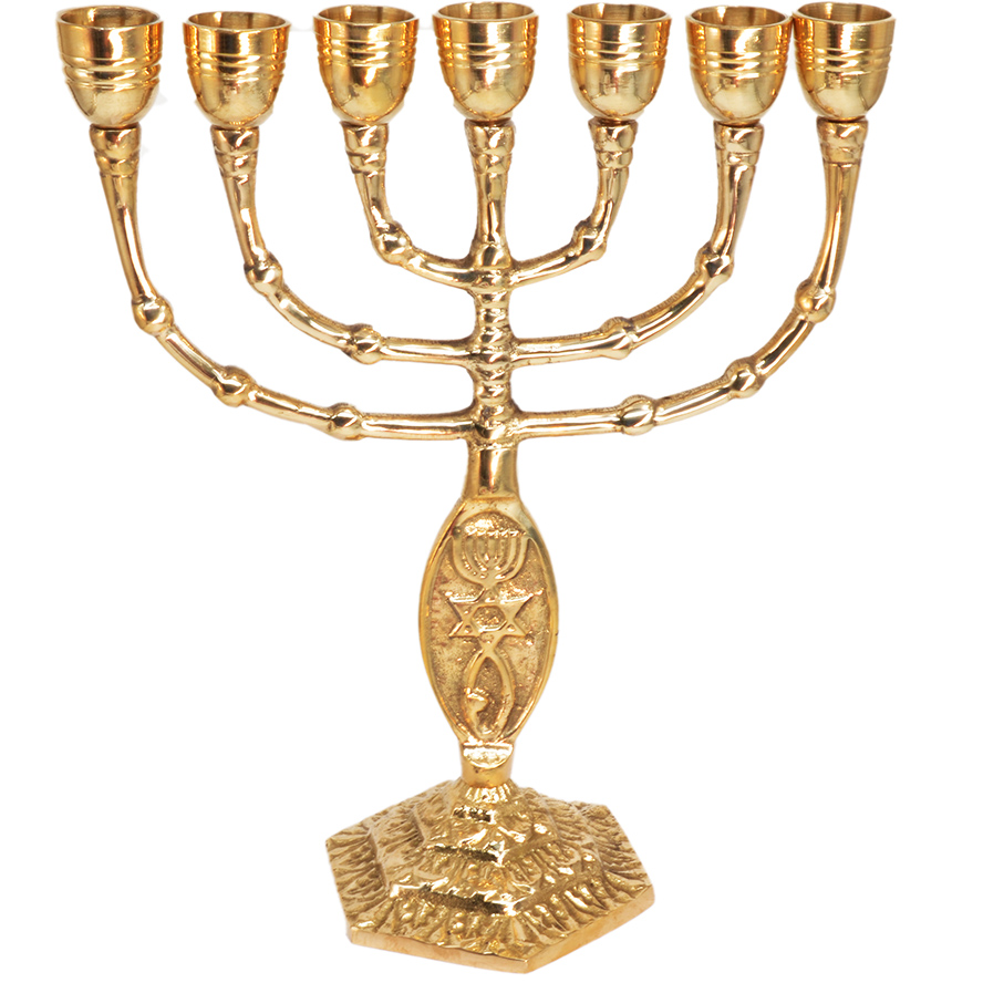 Messianic ‘Grafted in’ Polished Brass Menorah from Jerusalem – 8.5″