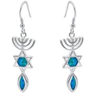 Messianic 'Grafted In' Earrings in Sterling Silver with Opal