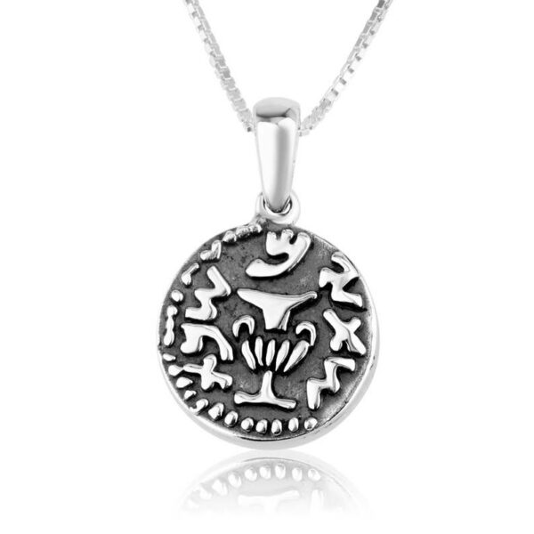 Sterling Silver Half Shekel Medallion Pendant by Marina Jewelry (reverse side)