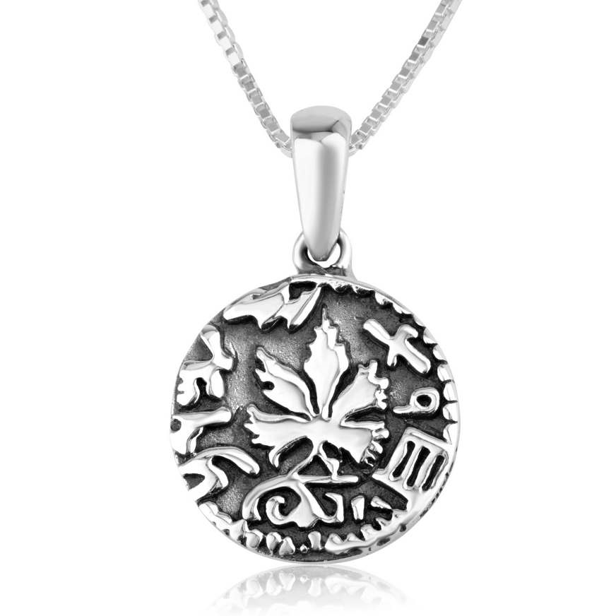 Sterling Silver Half Shekel Medallion Pendant by Marina Jewelry