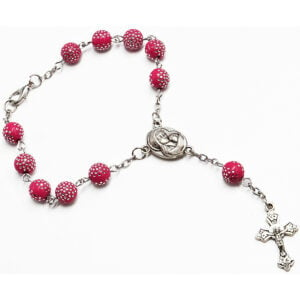 Hand Rosary - Catholic Rosaries from Jerusalem - Pink Beads
