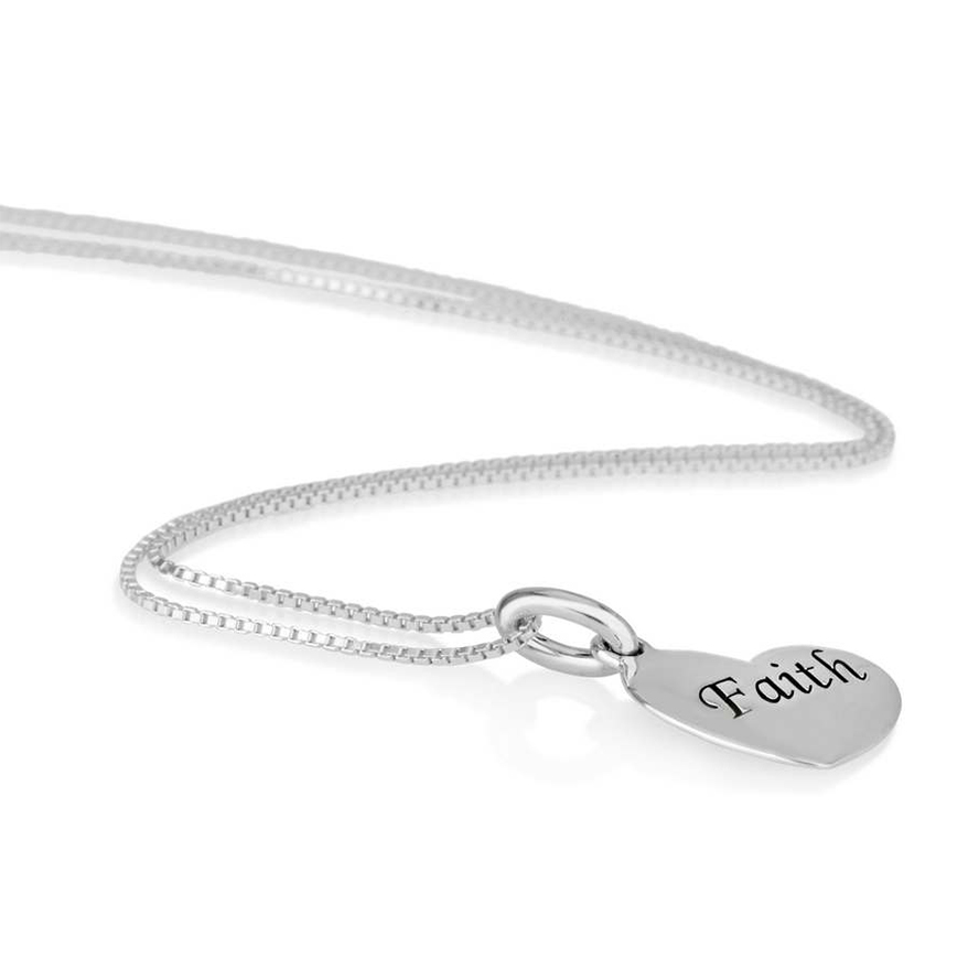Heart of Faith – Sterling Silver Necklace by Marina Jewelry (with long chain)