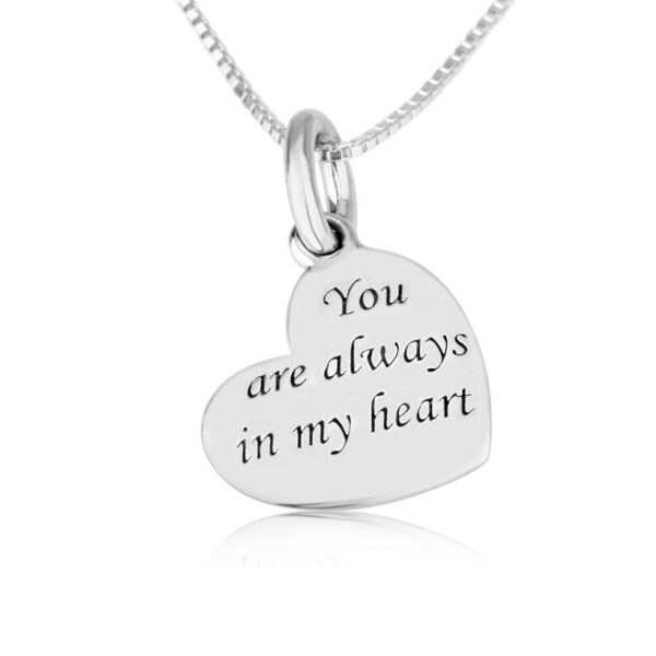 Heart of Faith - "You are always in my heart" necklace by Marina Jewelry (reverse side)