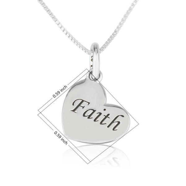 Heart of Faith - Sterling Silver Necklace by Marina Jewelry (with dimensions)