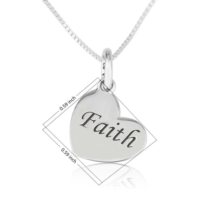 Heart of Faith – Sterling Silver Necklace by Marina Jewelry (with dimensions)