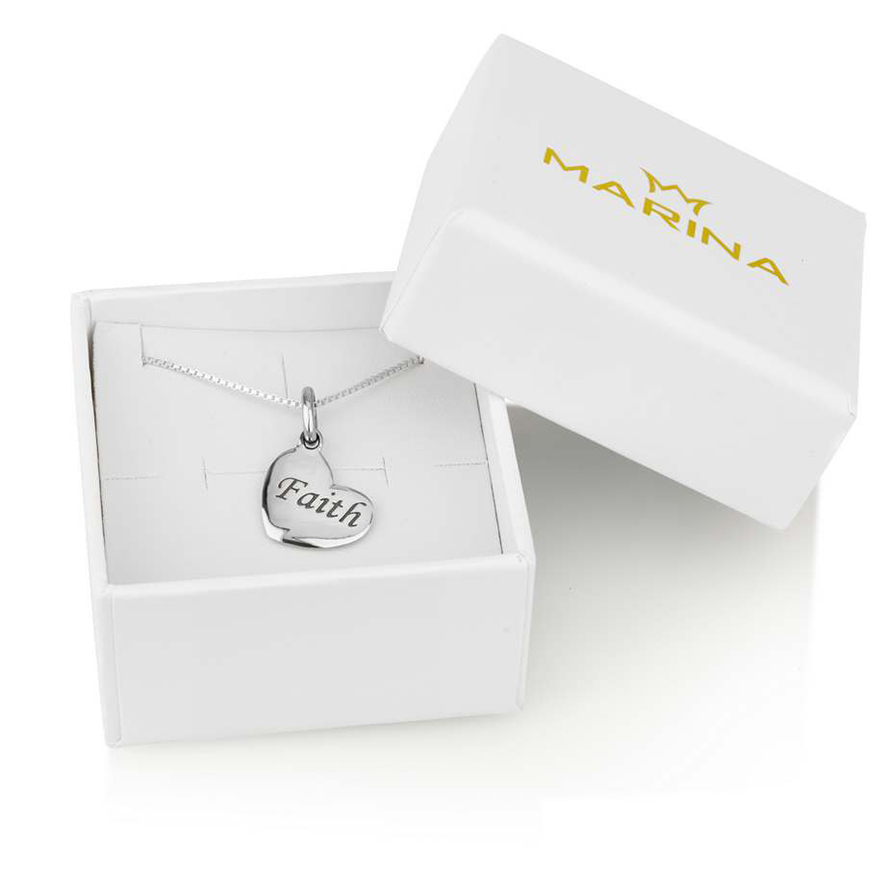 Heart of Faith – Sterling Silver Necklace by Marina Jewelry (in a gift box)