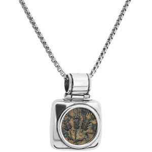 'Herod Agrippa I' New Testament Coin in Sterling Silver Square Necklace (with chain)