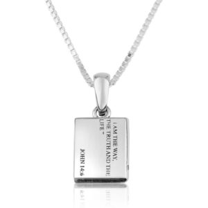 Holy Bible - John 14:6 Sterling Silver Pendant - Made in Israel (reverse side engraving)