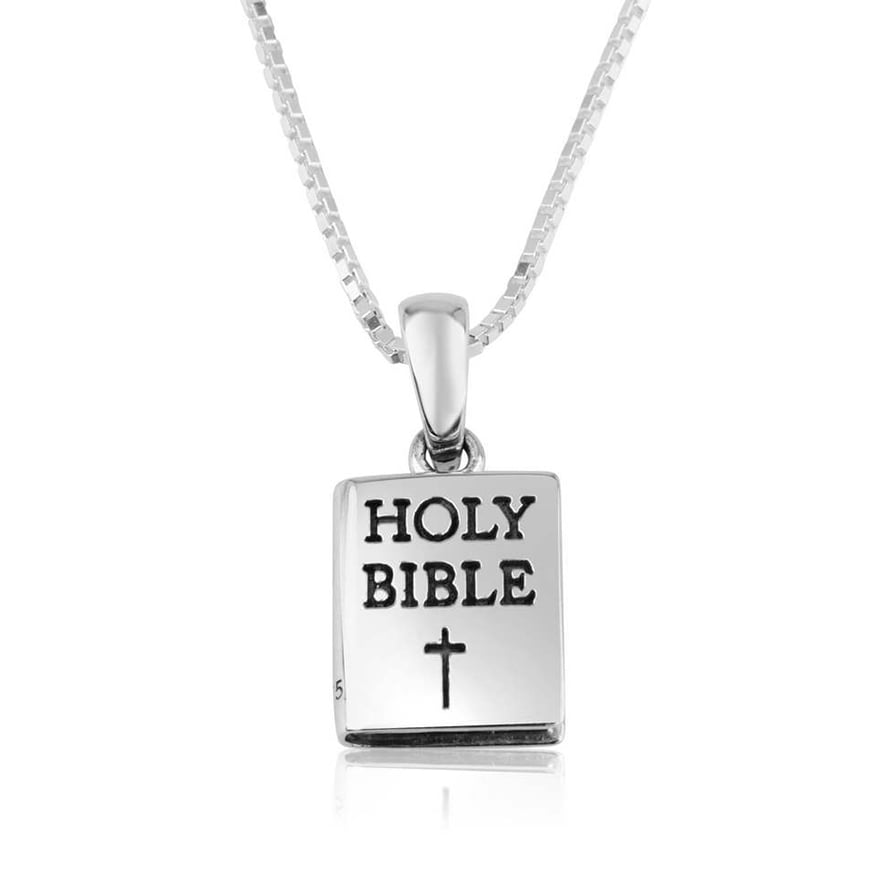 Holy Bible - John 14:6 Sterling Silver Pendant - Made in Israel