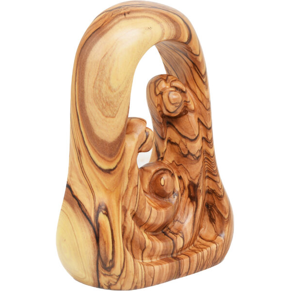 Olive Wood Art Carving 'The Holy Family' Faceless - 5" (left angle)