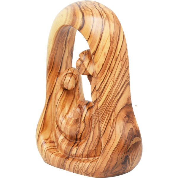 Olive Wood Art Carving 'The Holy Family' Faceless - 5" (right angle)