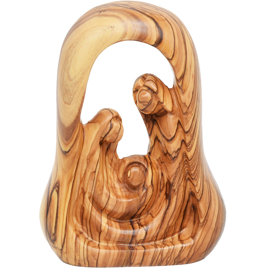 Olive Wood Art Carving 'The Holy Family' Faceless - 5"