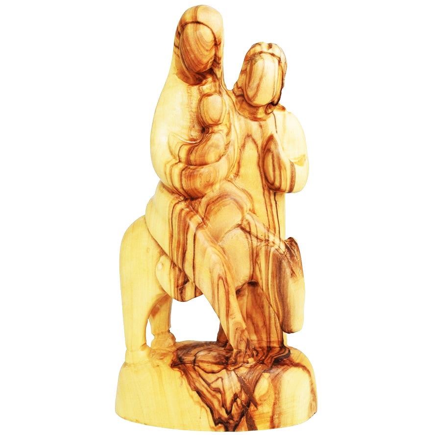 Flight to Egypt of 'The Holy Family' Olive Wood Hand Carving - 7"