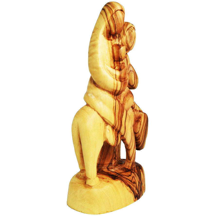 Flight to Egypt of ‘The Holy Family’ Olive Wood Hand Carving – 7″ (side view)