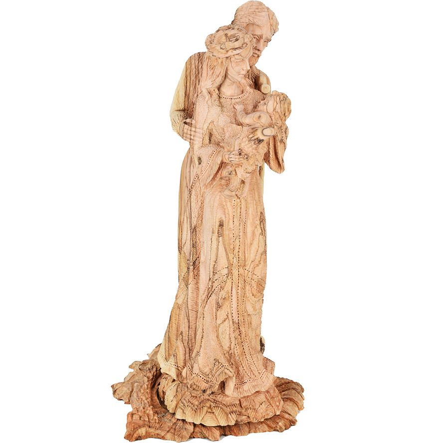 Large 'Holy Family' Exclusive Olive Wood Carving from Bethlehem - 17