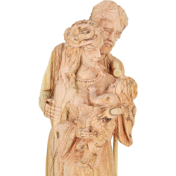 Large 'Holy Family' Exclusive Olive Wood Carving from Bethlehem - 17" (detail)