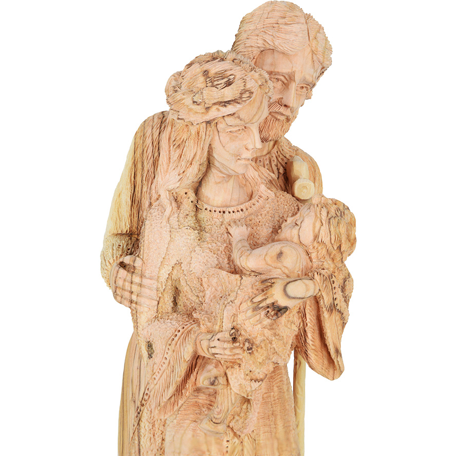 Large ‘Holy Family’ Exclusive Olive Wood Carving from Bethlehem – 17″ (detail)