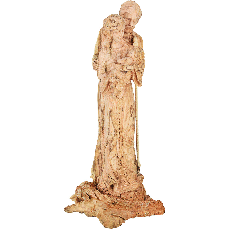 Large ‘Holy Family’ Exclusive Olive Wood Carving from Bethlehem – 17″