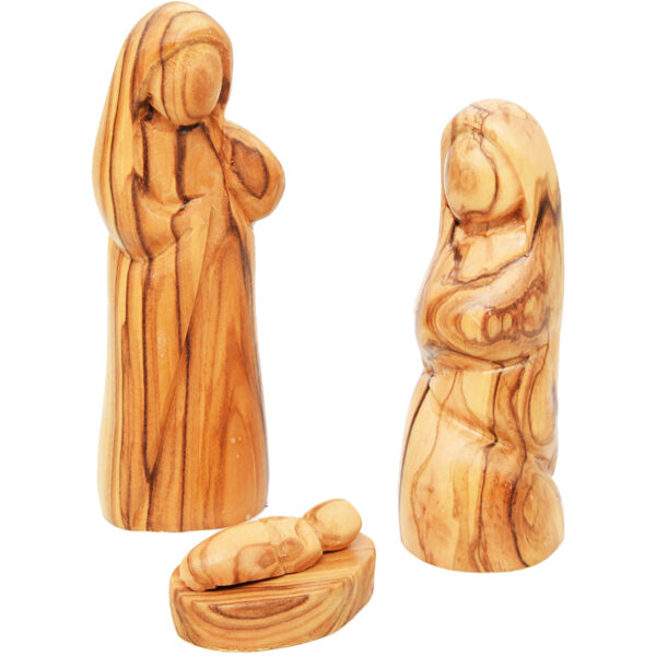 Faceless olive wood Holy Family