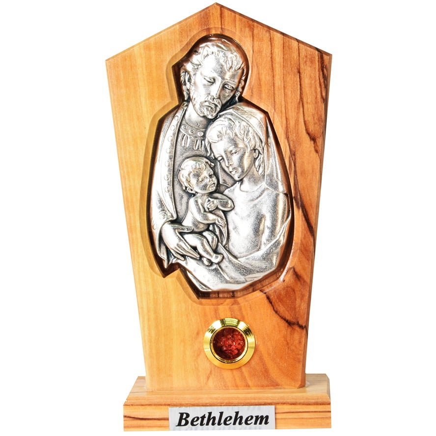 Holy Family' Olive Wood Ornament with Incense - Made in Bethlehem