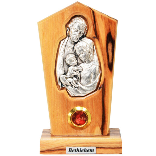 'Holy Family' Olive Wood Ornament with Incense - Bethlehem - 4"