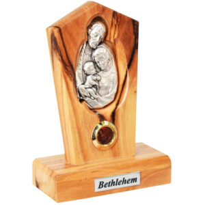 'Holy Family' Olive Wood Ornament with Incense - Bethlehem - 3" (side view)