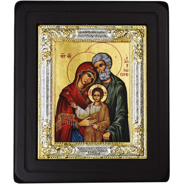 The Holy Family - Replica Byzantine Icon - Silver Plated (front view)