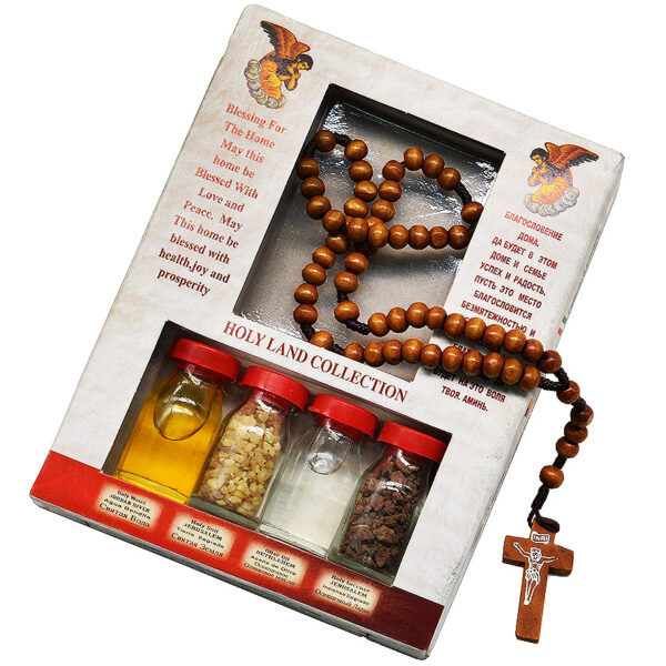 Catholic 'Holy Land Elements' Kit with Olive Wood Rosary